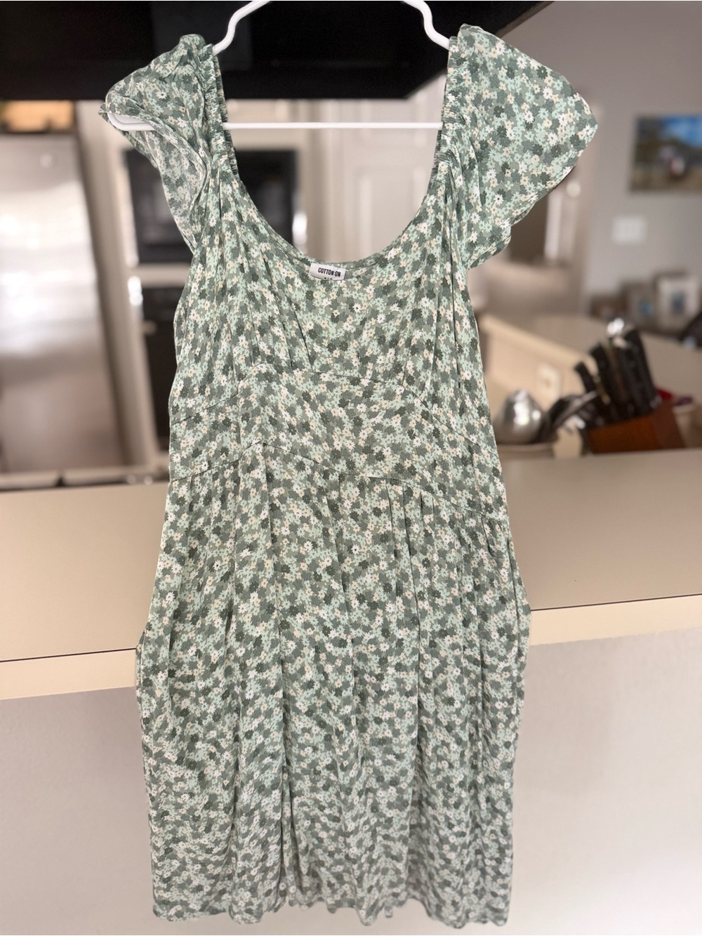 Cotton On Green Floral Ruffled Sleeve Sundress